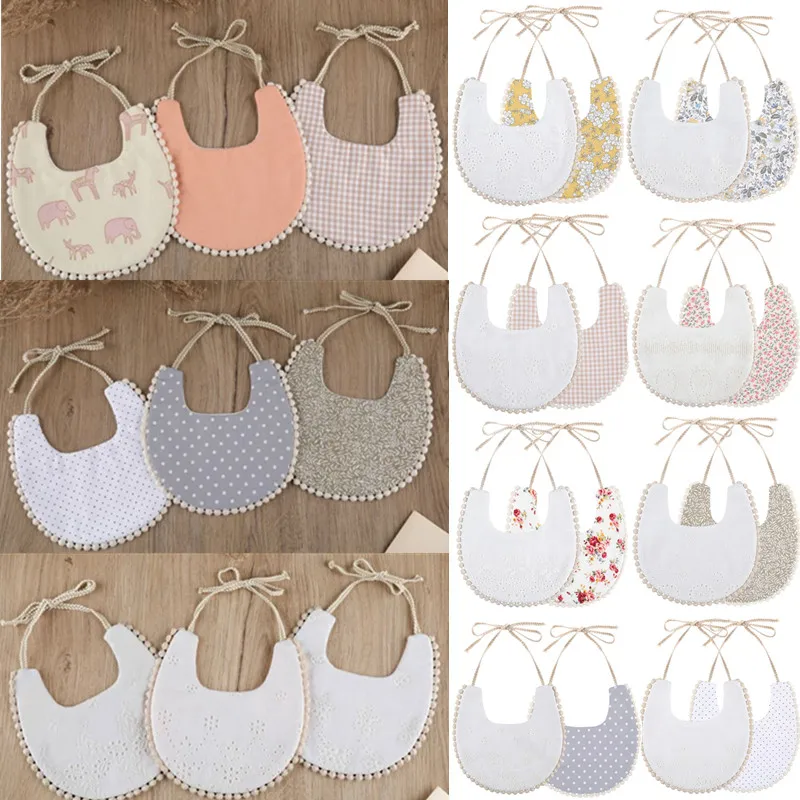 Хлопковые двухсторонние детские нагрудники с вышивкой слюнявчик для