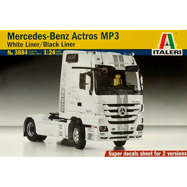 

1/24 ITALERI Plastic Assembly Car Model Benz Actros MP3/1854 LS(V8)/MP4 Big Space/SK EUROCAB Trailer Head Heavy Truck Head #3884