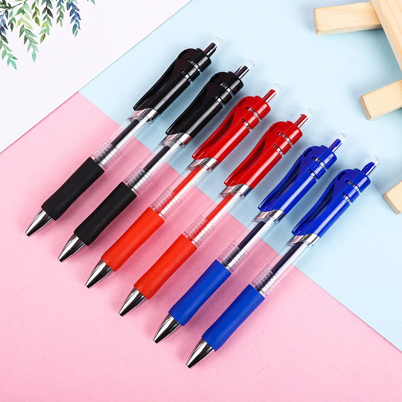 Press Gel Pen Blue, Black Red 500 Pcs Per Set Student's Exam Plastic Gel Pen Wholesale Pen Refill