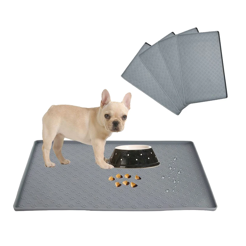 

Dog Feeding Mat Heat Resistant Waterproof Silicone 48X30cm Black Gray