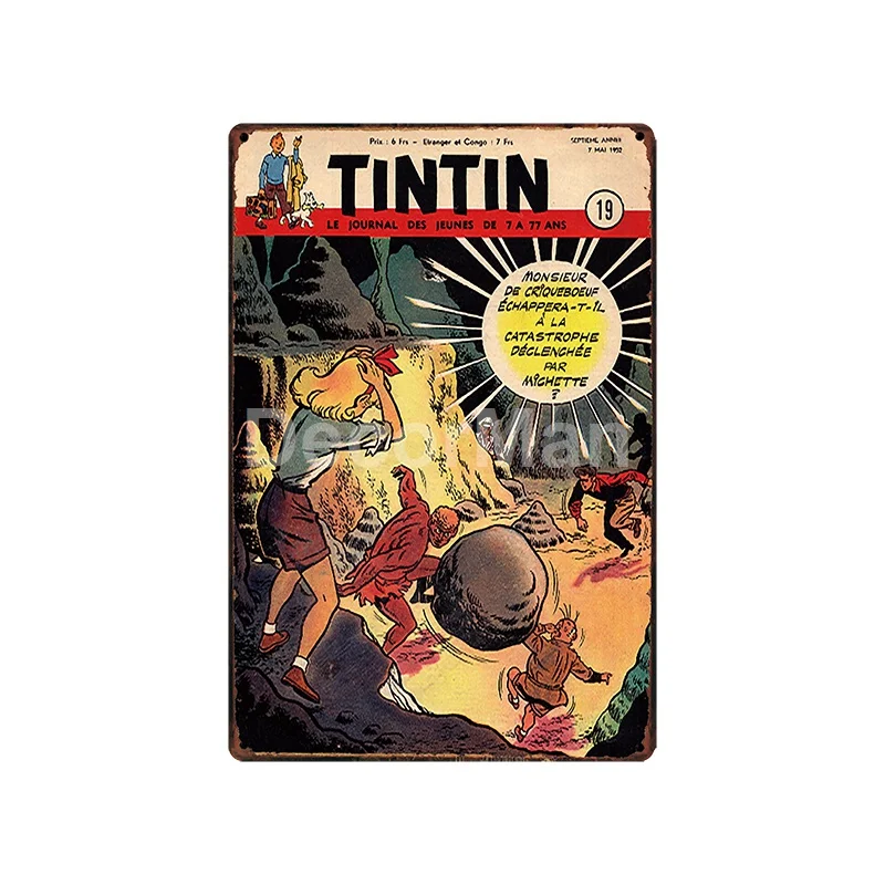 [DecorMan] TINTIN adventures мультфильм жестяная вывеска на заказ росписи картины Бар Декор LT-1828 - Цвет: sa-6354