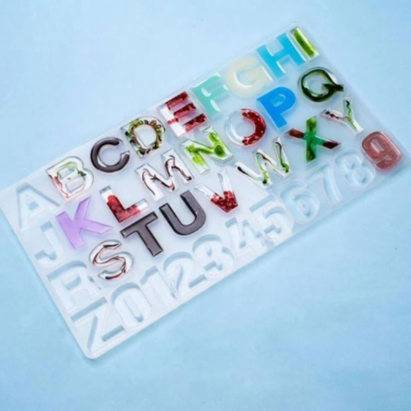

Crystal Epoxy Resin Mold Alphabet Letter Number Pendants Casting Silicone Mould N58F