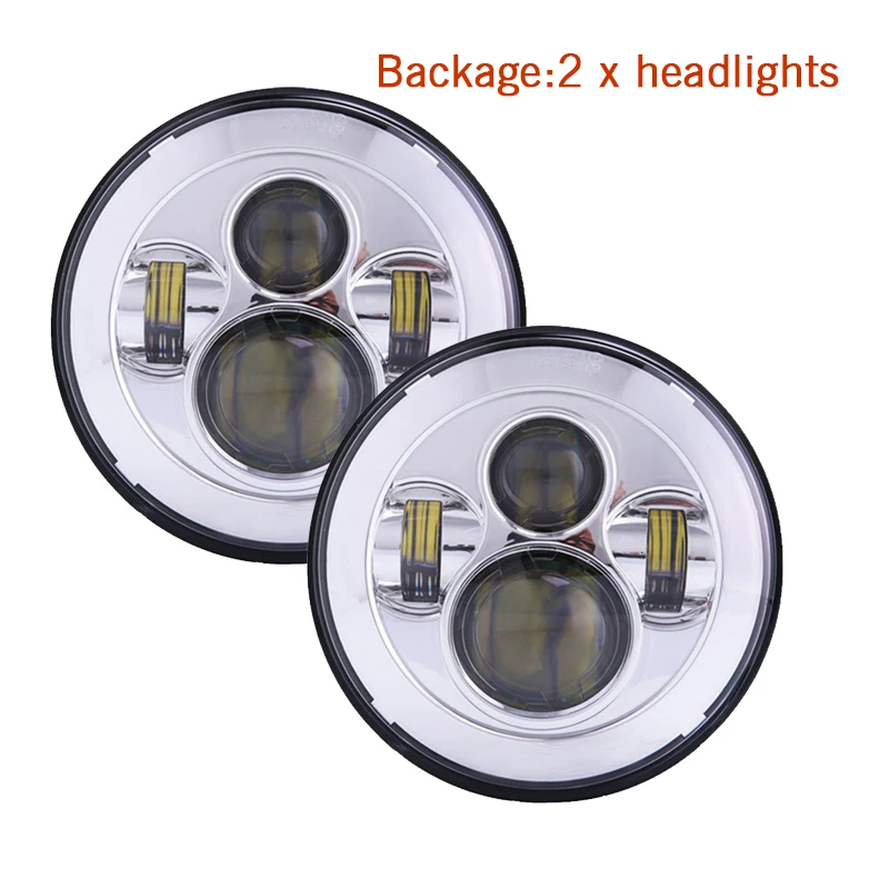 A-2xheadlights 2xFor Lada 4x4 urban Нива УАЗ suzuki samurai 7 дюймовый светодиодный фар с Halo кольцевая фара Замена для мотоцикла - Цвет: A-2xheadlights