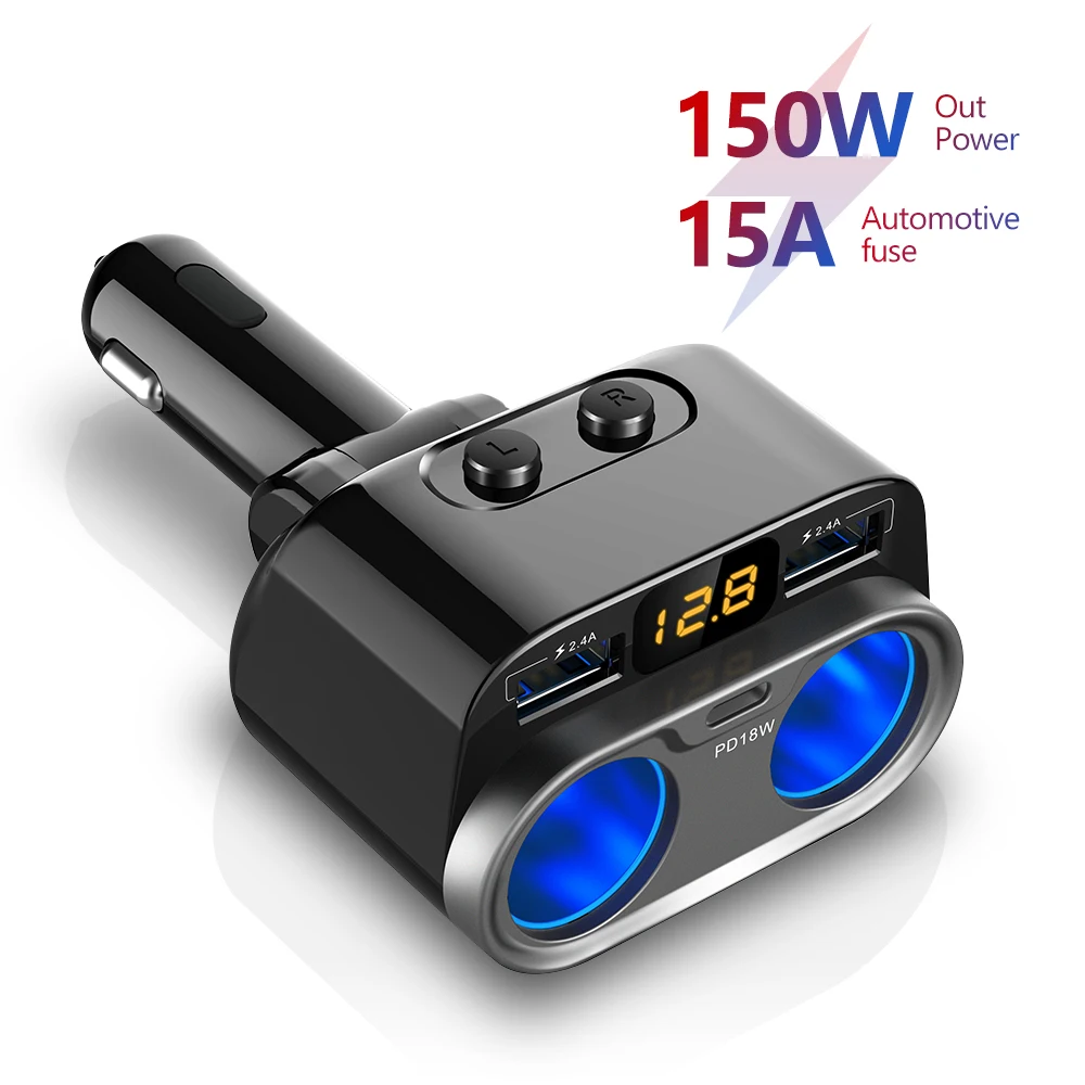 

Адаптер питания автомобильный AUCU, 150 Вт, с двумя USB-портами