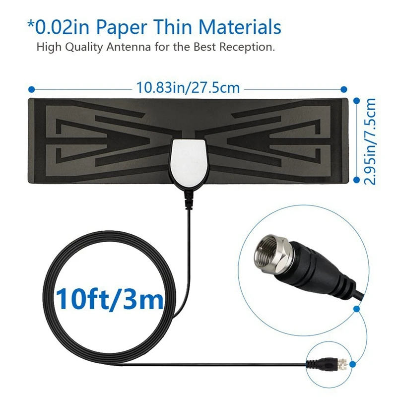 

Brand New Replacement Adapter Card with HDTV Antenna Indoor 35 Miles Range Ultra Thin TV Antenna