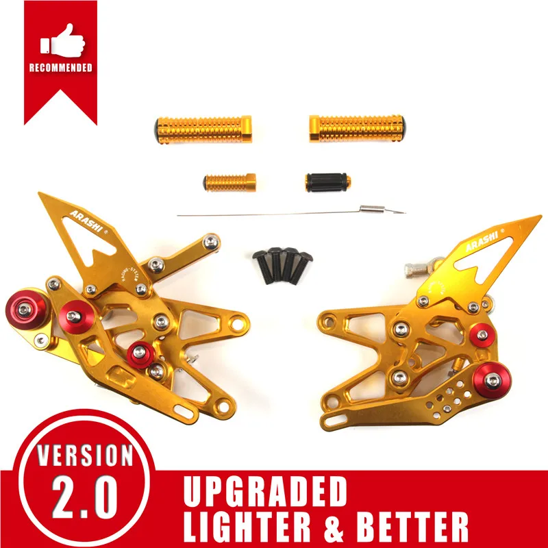 Gold Араши для TRIUMPH DAYTONA 675 675R 2013- CNC Rider подножки Регулируемые подножки Rearset 675-R 2013 - Цвет: Gold