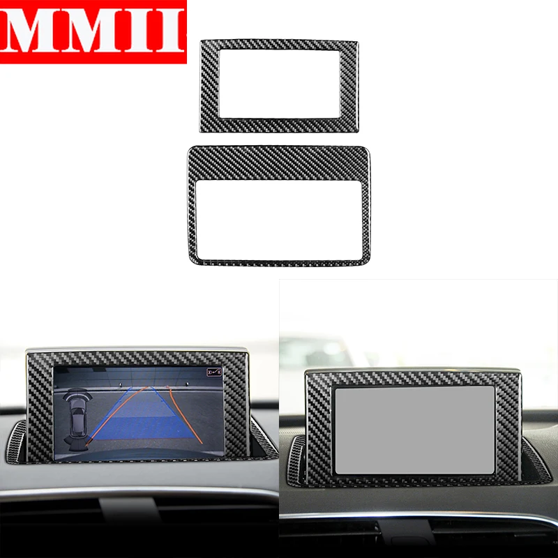 

For Audi Q3 2015 2016 2017 2018 Carbon Fiber Interior Trim Central Display Screen Frame Cover Decoration Sticker Car Accessories