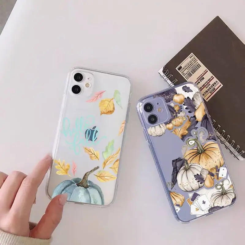 

Pumpkin happy fall Phone Case For iphone 13 12 11 mini x xs xr pro max 8 7 6s 6 plus Transparent soft