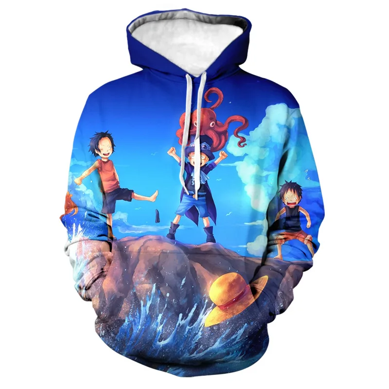 

Boys and Girls One-piece Hoodie Sweatshirt Japanese Anime Luffy 3D Printing Hoodie Children's Clothing Pullover Top