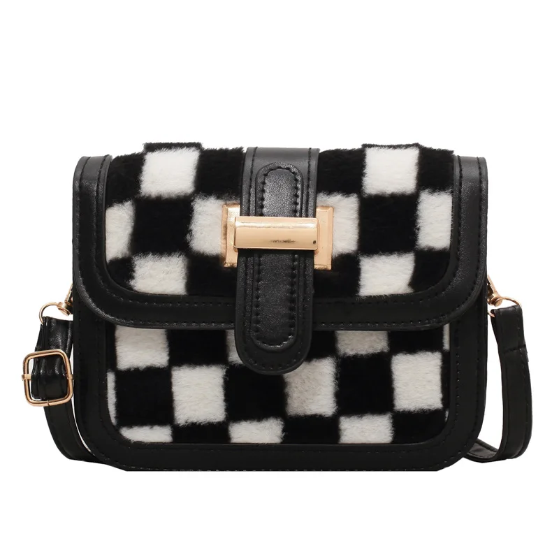 

Fluffy Women's Shoulder Bag Plush Cross-Body Bag Autumn/Winter Fashion Designer Female Bag Mini Girls' Bag For Phone Shopper Bag