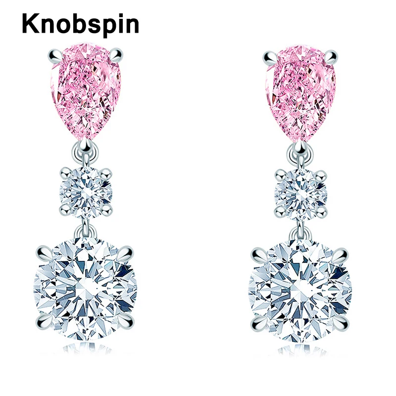 

Knobspin Luxury 10mm High Carbon Diamond 100% 925 Sterling Silver Wedding Drop Earrings For Women Anniversary Fine Jewelry Gifts