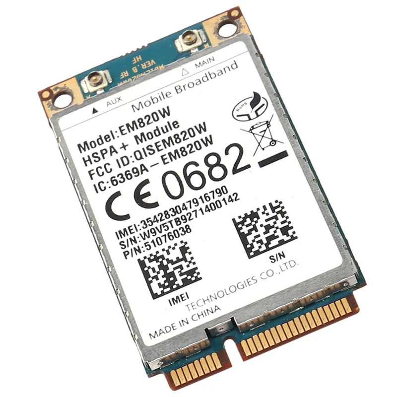 

EM820W Wi-Fi Mini Pcie 3G EDGE GPRS HSPA WCDMA UMTS/HSDPA/HSUPA/PA + HSPA + GPS