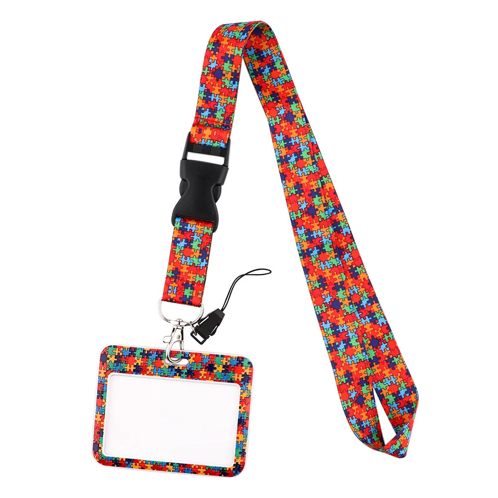 

DZ2079 Autism Awareness Kids Key lanyard Keychain Personalise Office ID Card Pass Mobile Phone Key Ring Badge Holder Jewelry