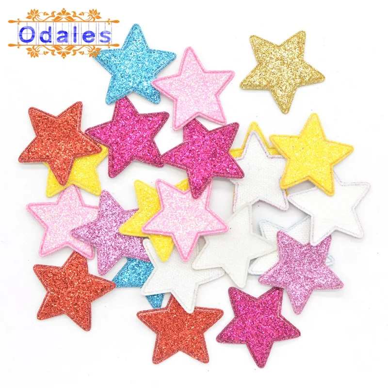 240Pcs/lots 25mm Felt Glitter Leather Star Appliques Sewing on Cloth Patches Garment Decorative DIY Hairbow Accessories