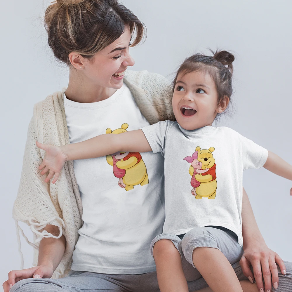 

Pooh Bear Piglet Famliy Look T Shirt Baby Girl Boy Children Tee Tops Anime Winnie the Pooh T-Shirts Pop Adult Unisex Tshirt