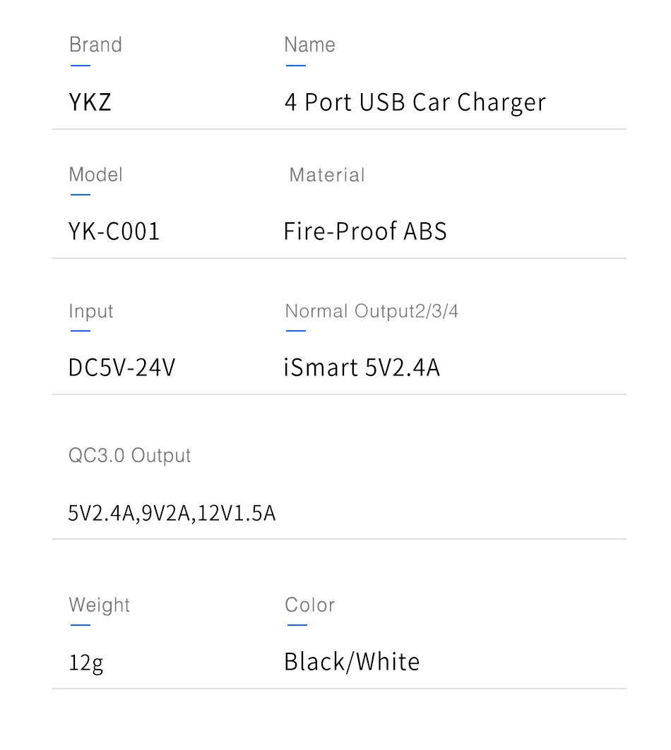 YKZ автомобильное зарядное устройство Быстрая зарядка QC 3,0 Автомобильное зарядное устройство 4 порта быстрое автомобильное зарядное устройство для телефона автомобильное зарядное устройство USB для samsung Xiaomi iPhone