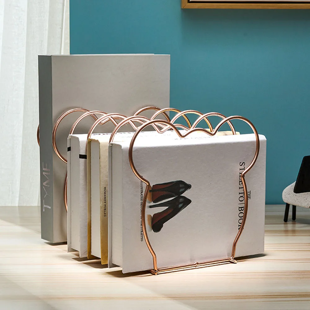 Скандинавская Золотая книжная полка для офиса настольная из розового золота