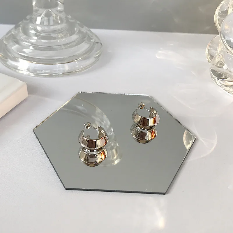 

LouLeur News 925 Sterling Silver Earrings Rhomboid Wide Earrings For Women 2020 Trend Jewelry Silver 925 Fashion Jewelry