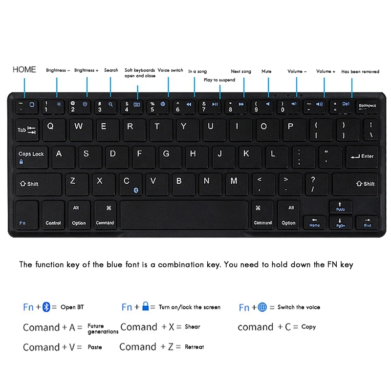 

RETYLY-Wireless Keyboard for Teclast M40 P20HD M30 T30 10.1Inch Tablet Bluetooth Keyboard Tablet Stand for Office