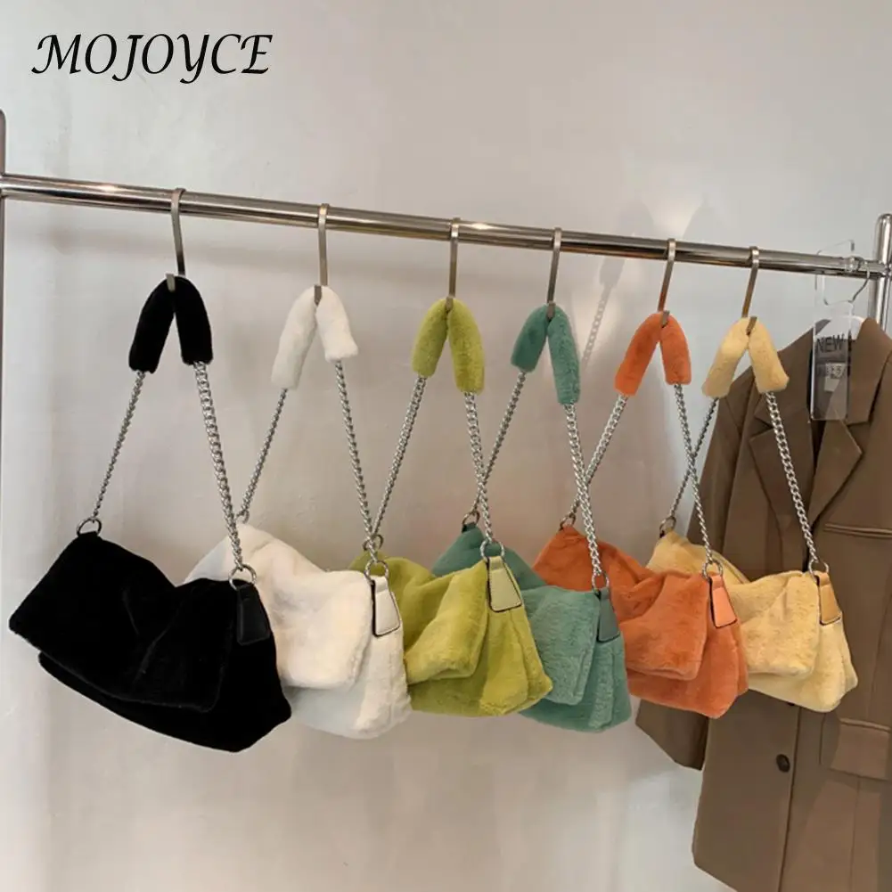 

Сумка на плечо Женская плюшевая, модный саквояж на плечо с полумесяцем, маленькая сумочка для подмышек, повседневный чемоданчик для покупок