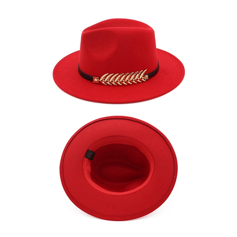 Шляпа трилби для мужчин и женщин фетровая шапка с широкими полями металлическими