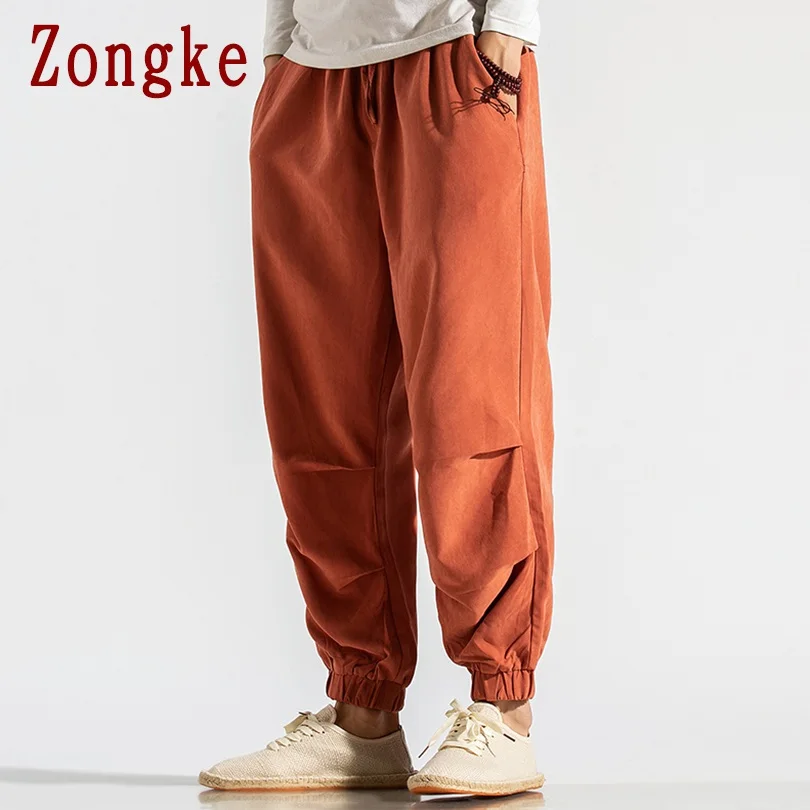 Zongke мужские брюки с эффектом потертости, брюки для бега, мужские брюки, уличная одежда, спортивные штаны, штаны-шаровары, мужские брюки, 5XL, хип-хоп,, Осенние, новые