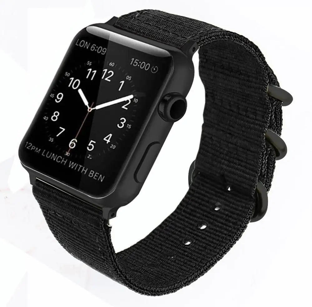 Black Eastar Лидер продаж, нейлоновый ремешок для наручных часов Apple Watch, версии 4/3/2/1, спортивный кожаный браслет, 42 мм, 38 мм, ремешок для наручных часов iwatch, 5 группа - Цвет ремешка: Black