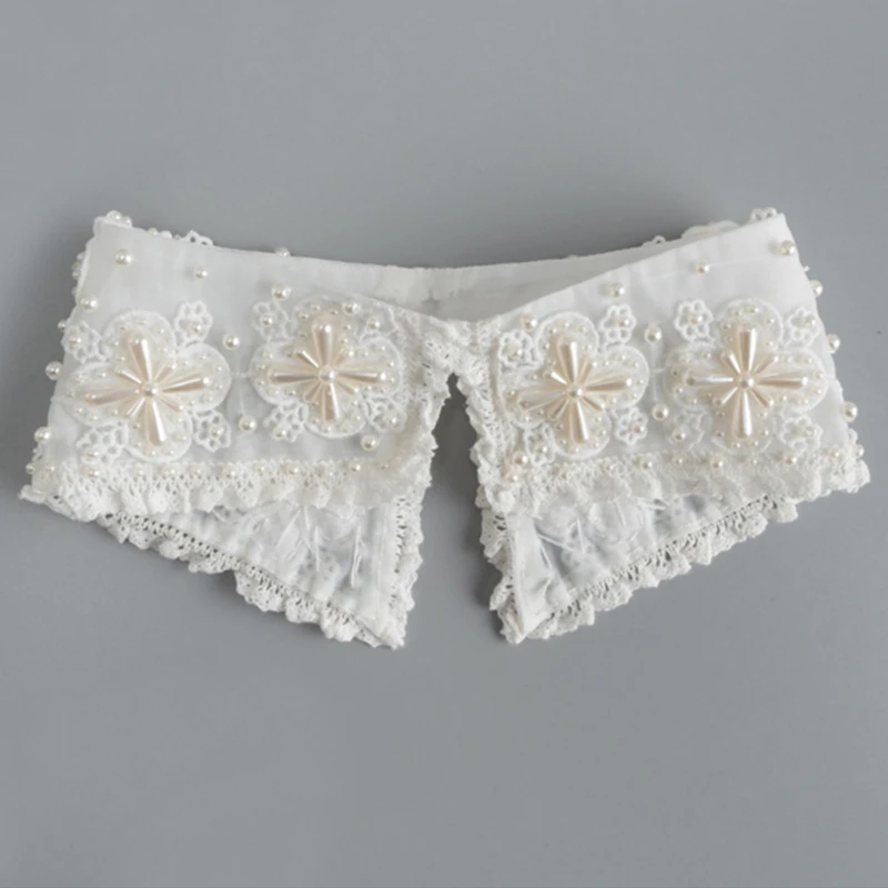 Вышивка с цветочным рисунком кружевное поддельное ожерелье-Воротник Манишка