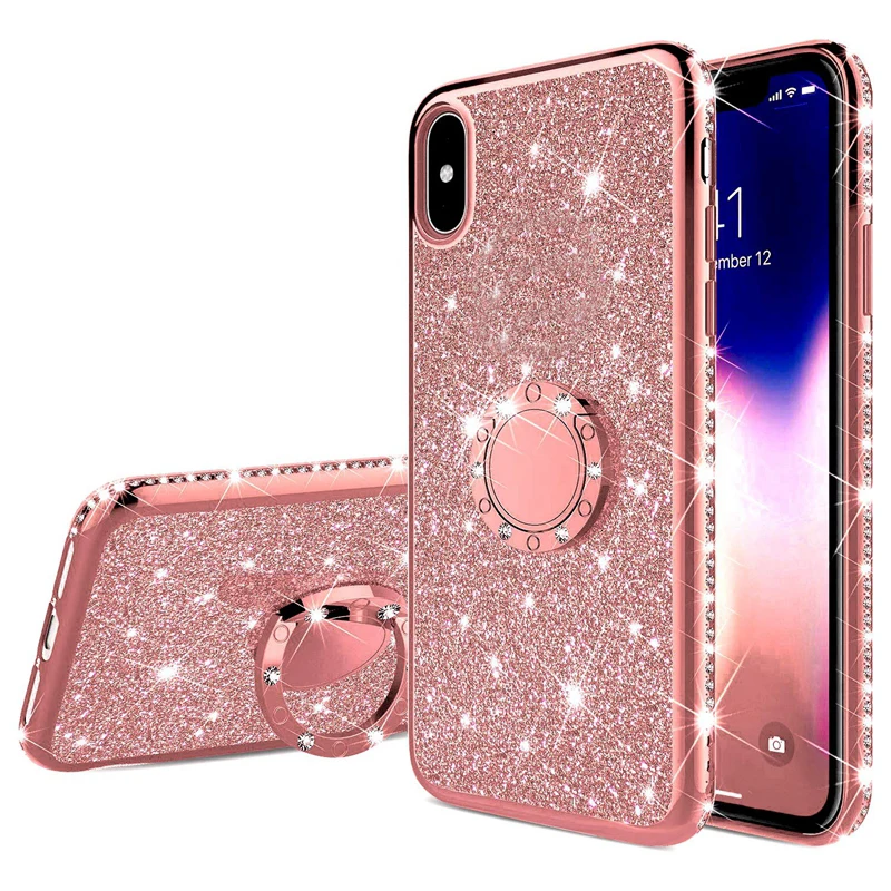 Блестящий чехол со стразами для iphone 11 Pro XS MAX XR 10X7 8 Plus 6 6 s, мягкий силиконовый чехол из ТПУ с бриллиантами для девушек
