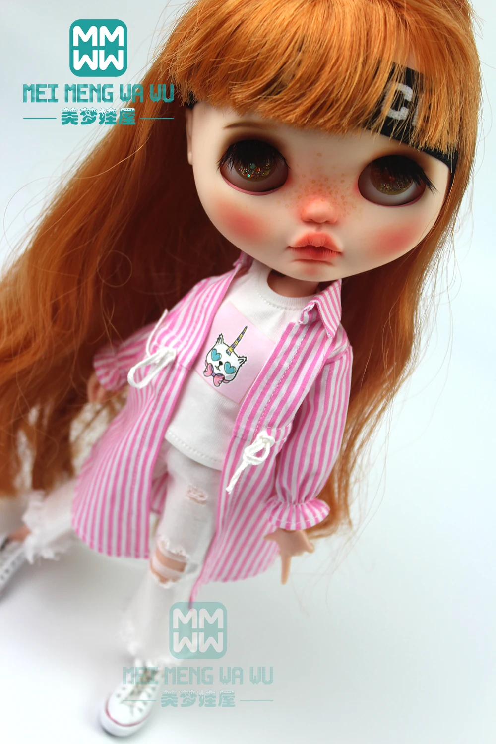 1 шт. одежда Blyth Doll полосатая рубашка синий розовый черный для Azone1/6 Аксессуары