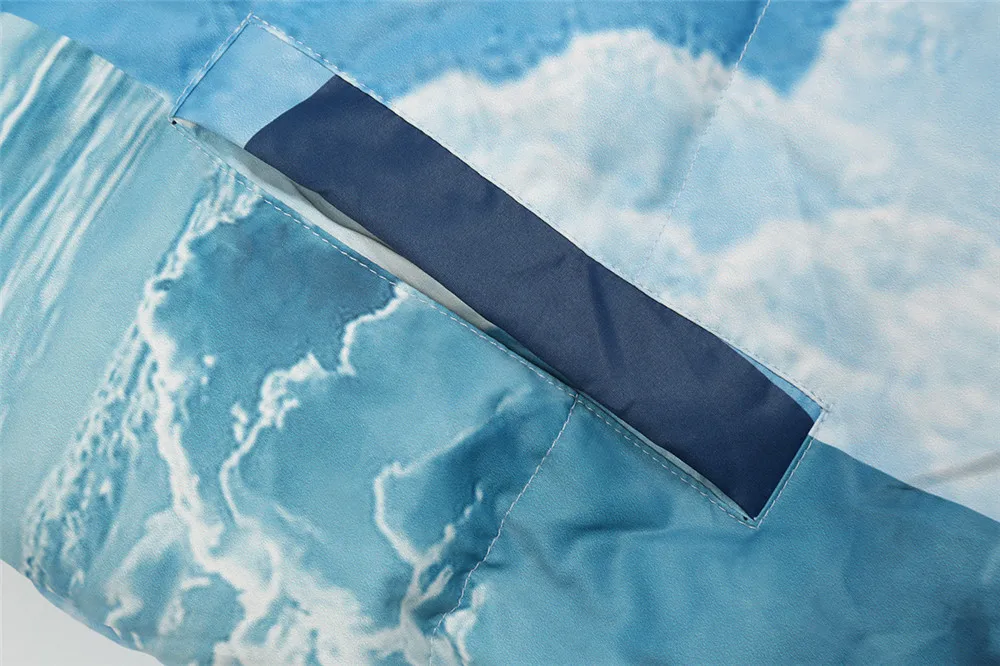 Fashion Harajuku Sky Clouds Jackets and Coats Mens Casual Bomber Cotton Padded New Winter Parkas Warm Zipper Outerwear Hipster