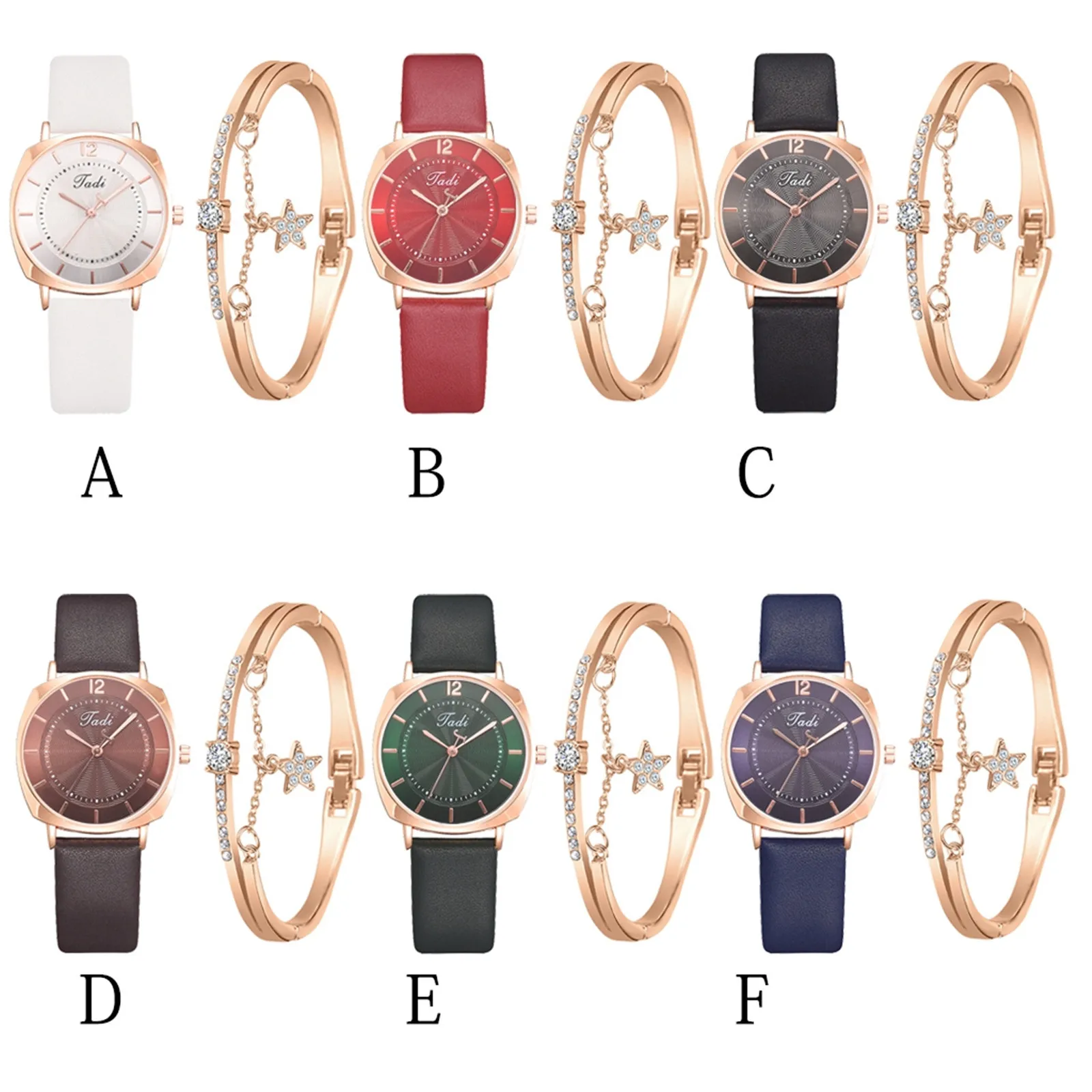 

Nice 2pcs Set Fashion Casual Watch Alloy Small Exquisite Ladies Quartz Bracelet Watch Set Analog Wristwatch Ladies Girls Gifts