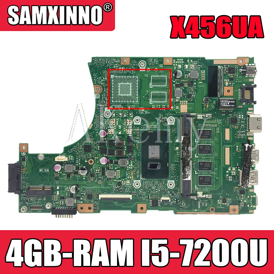 

Akemy X456UAK материнская плата для ноутбука Asus VivoBook X456UA X456UV X456UQk X456UAM X456UVK материнская плата 4GB-RAM I5-7200U DDR4