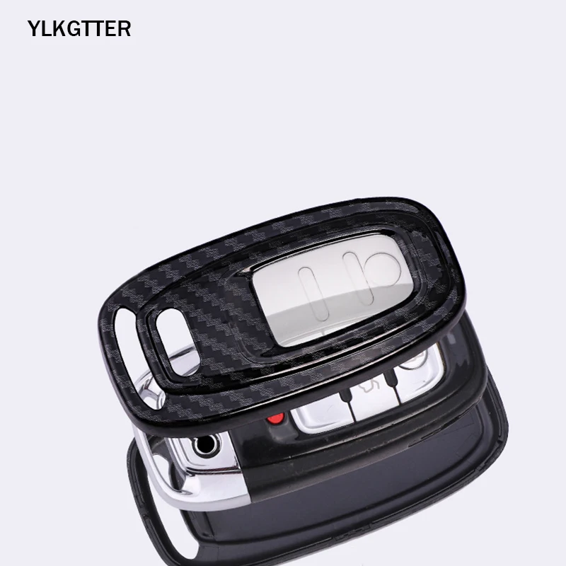 YLKGTTER High Grade Waterproof Car Key Case for Audi A4L Q5 A6L A7 A5 A8 Carbon Fiber Pattern Black Remote Shell No Chain | Автомобили и