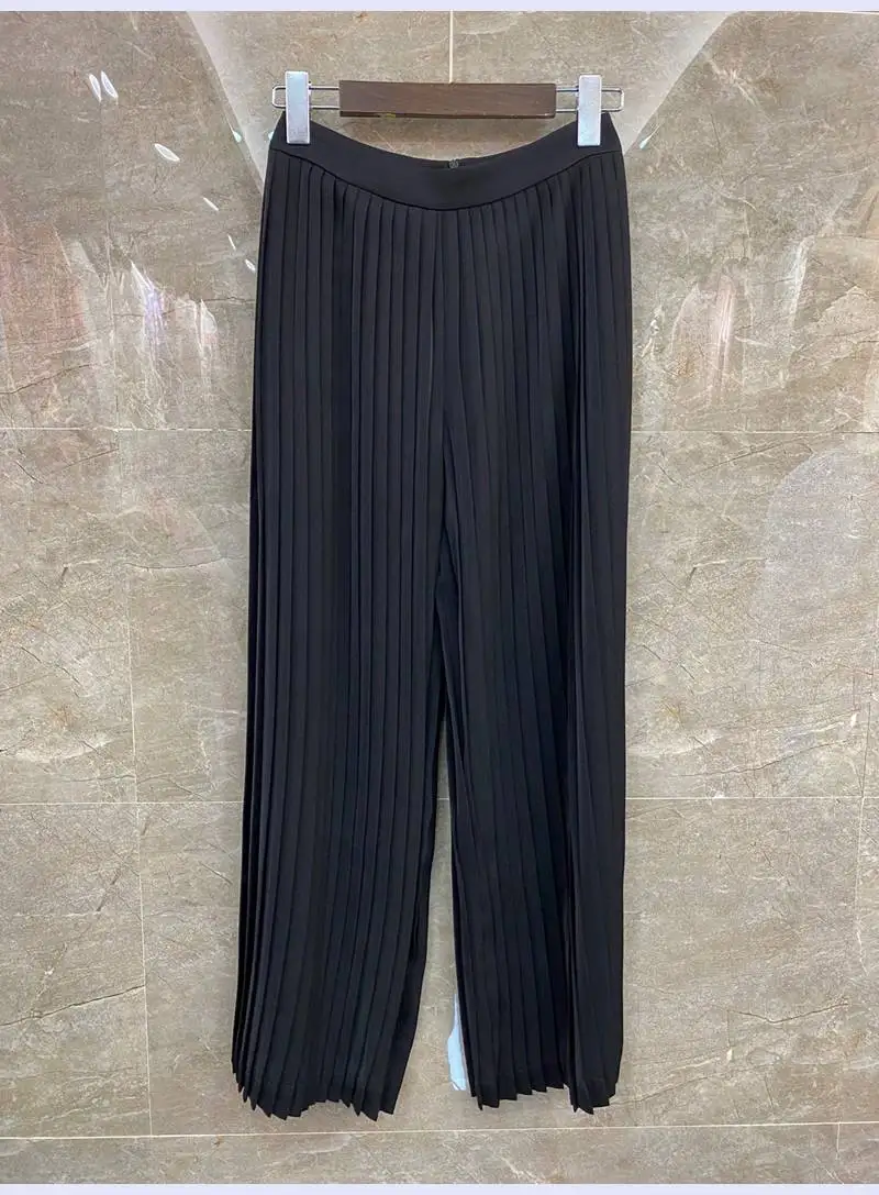

Top Quality Designer Clothing Sets 2021 Spring Summer Pant Suit Women Belted Tops Blouse+Pleated Long Pant Sets Casual Tracksuit