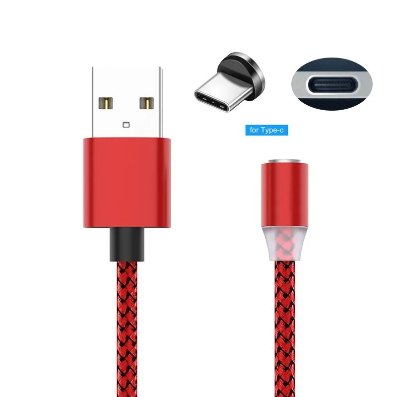 Usb-кабель для быстрой магнитной Зарядки для iPhone huawei Xiao mi Red mi K20 7A 6 6A 5 Plus 4A 4X Note 5A 4 5 7 Pro mi 9 SE A3 8 Lite CC9 - Цвет: Type-C Plug Red