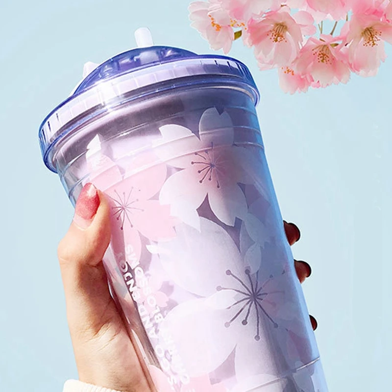 Creative Plastic Water Cup Tumbler With Lid And Straw Insulated Double Wall Reusable Leakproof Travel |