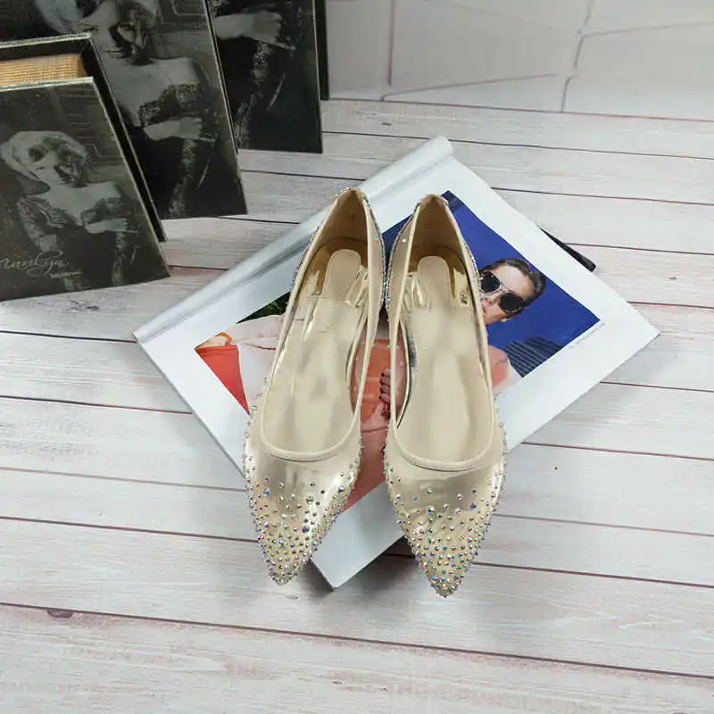 

shoes pointed shallow mouth women's shoes Autumn rhinestone mesh flat women's