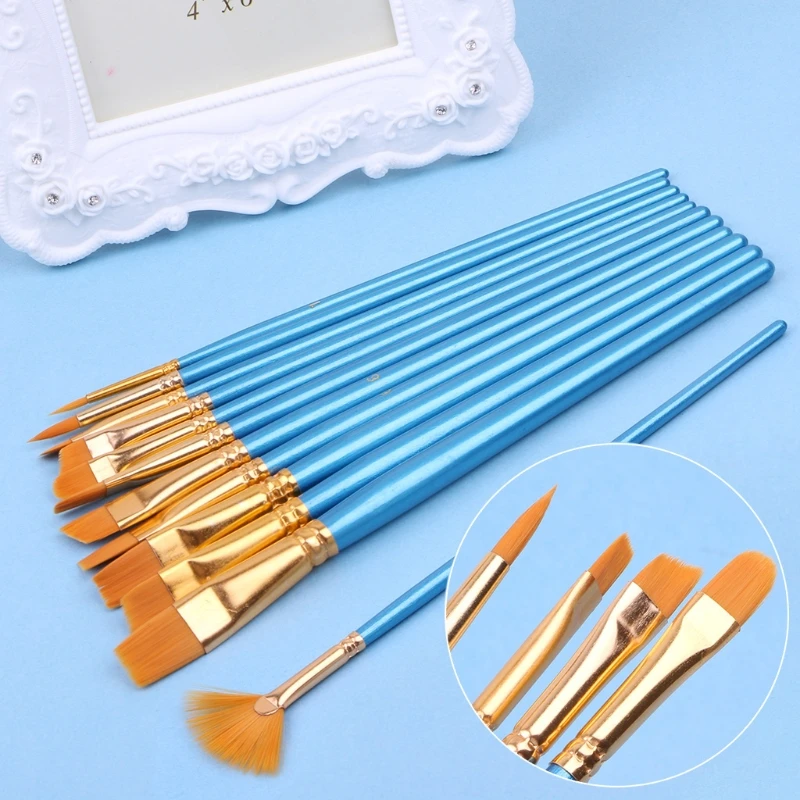 

12Pcs Nylon Hair Artist Paint Brush Watercolor Fine Point Tip Pen Professional