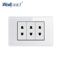 6 pin socket 118 type wallpad luxury tempered glass panel electric wall power socket electrical outlets for home 10a ac 110 250v