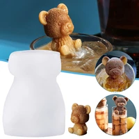 3d silicone mold bear ice mold ice cube tray molds for tea milk coffee soap candle mold cake baking decorating kitchen tools