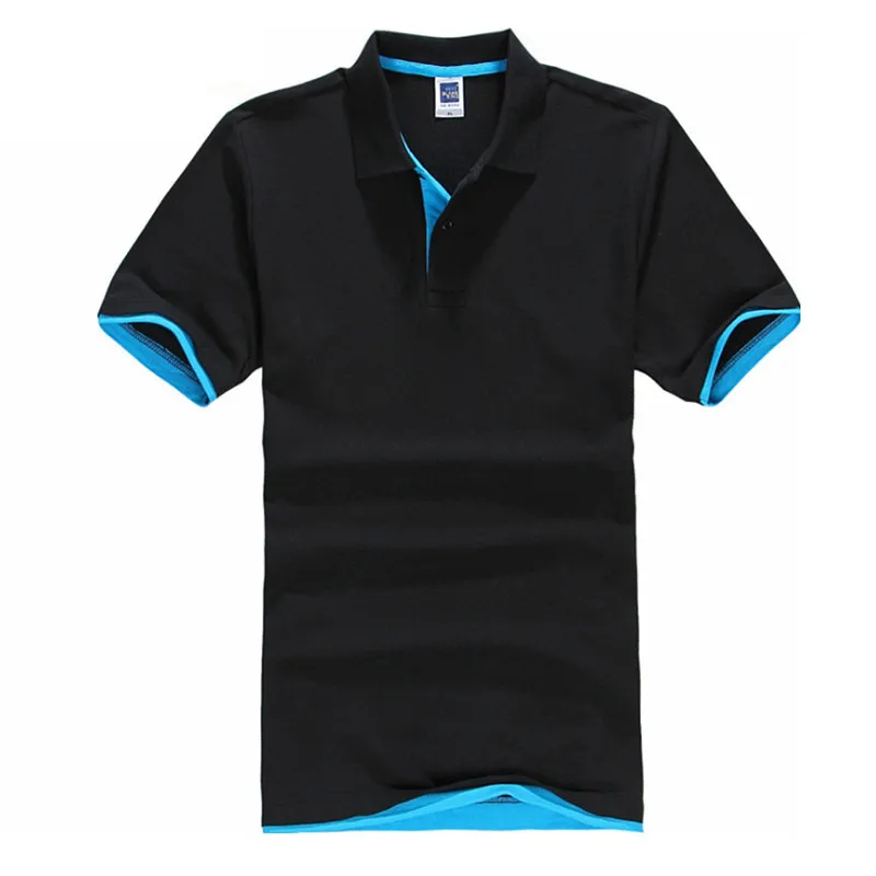 High Quality Tops&Tees Men's Polo shirts Business men brands Polo Shirts Turn-down collar mens polo shirt - Цвет: hei-lan