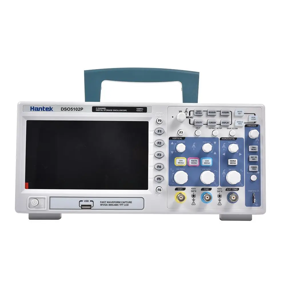 Hantek DSO5072P Portable Oscilloscope 70MHz Digital osciloscopio Handheld USB 2 Channels oscilloscoop analyzer 7" Display WVGA
