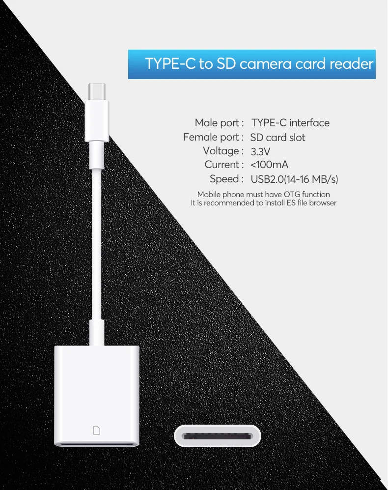 Type-c-SD UTHAI C27 кард-ридер для SD-Lightning смарт-камера SD карта памяти адаптер для iPhone iPod Apple карты памяти использовать не нужно приложение - Цвет: Type-c-SD