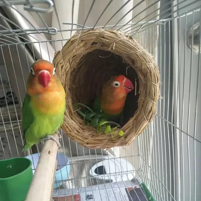 

Handmade Bird Nest Straw Pet Nest Farm Animals Bird House Parrot Nest Cages Rat Hamster Bird Breeding Nest Winter Warmer
