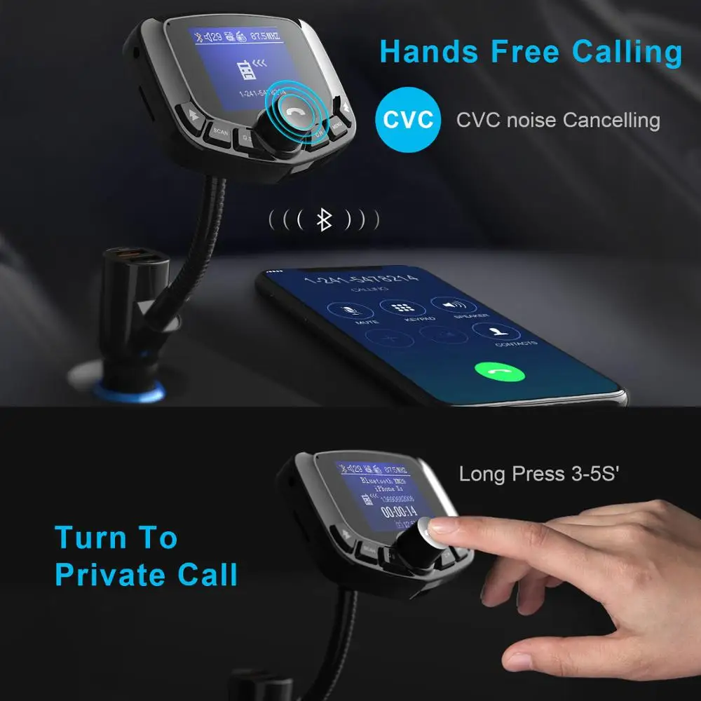 TeckNet Quick Charge 3 0 автомобильное зарядное устройство для телефона fm-передатчик Bluetooth