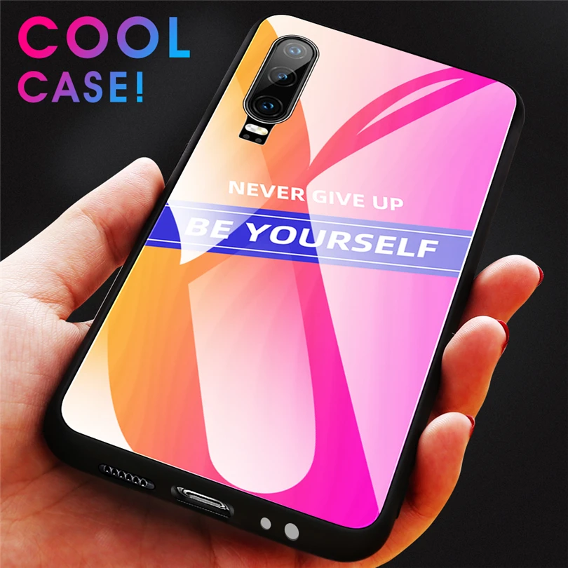 Tide Brand Glass Phone Case For Huawei P20 P30 Pro Lite Cool Gradient Tempered Cover P Smart Z 2019 |