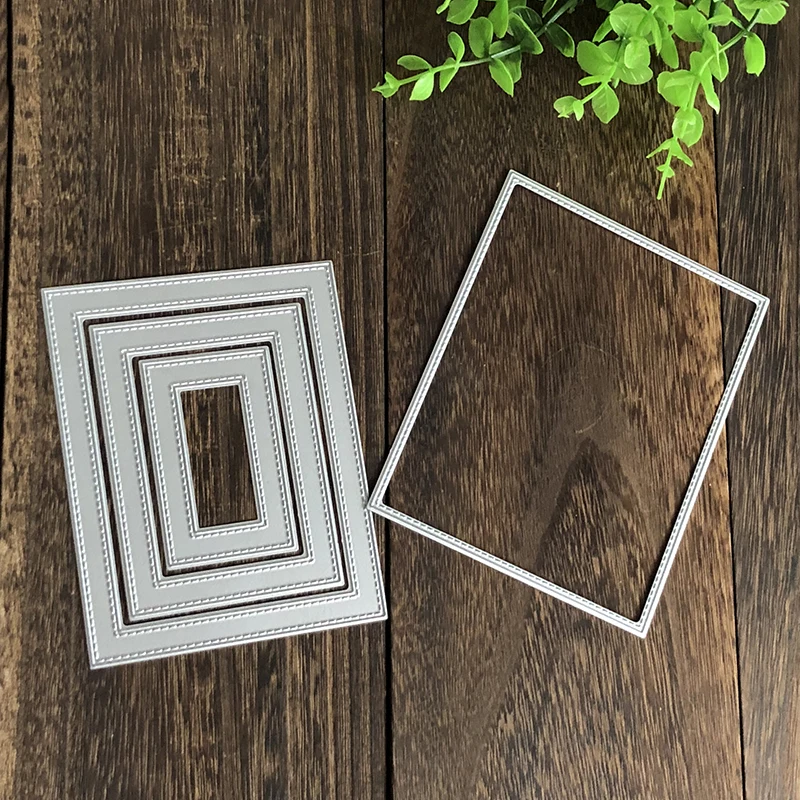 

104*129mm Stitched Rectangle Frame Metal Dies Cutting Scrapbooking Metal Craft Die Cut For Card Embossing Stamp Decoration
