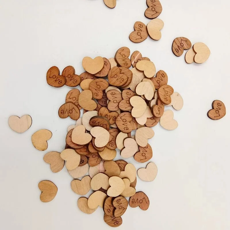 100 шт./пакет любовь деревянная в форме сердца рождественское свадебное украшение