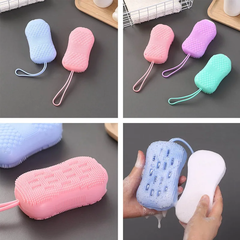 

Soft Silicone Bath Brush Silica Gel Bath Body Scrubbing Brush Shower Back Body Scrub Bubble Brush Bathroon Supplies Accessories
